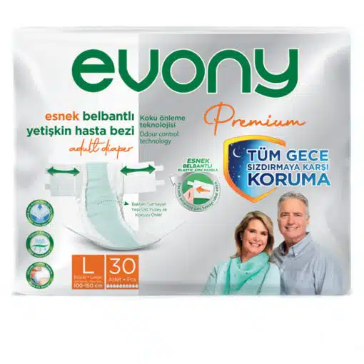 Evony Premium Esnek Bel Bantlı Yetişkin Hasta Bezi Larg