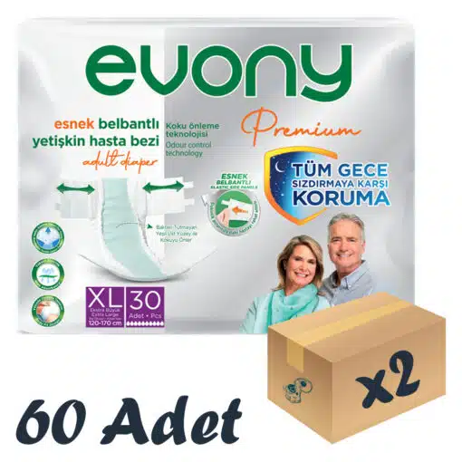 Evony Premium Esnek Bel Bantlı Yetişkin Hasta Bezi XLar